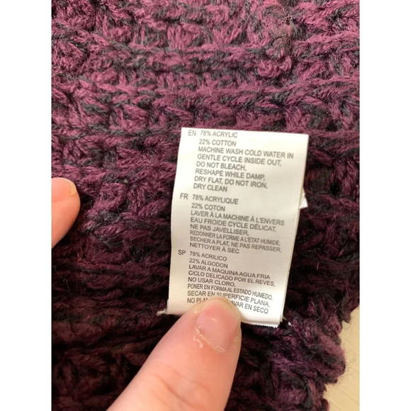 Purple Open-Front Cardigan Sweater Knitwear Cozy Size M - Picture 5 of 9